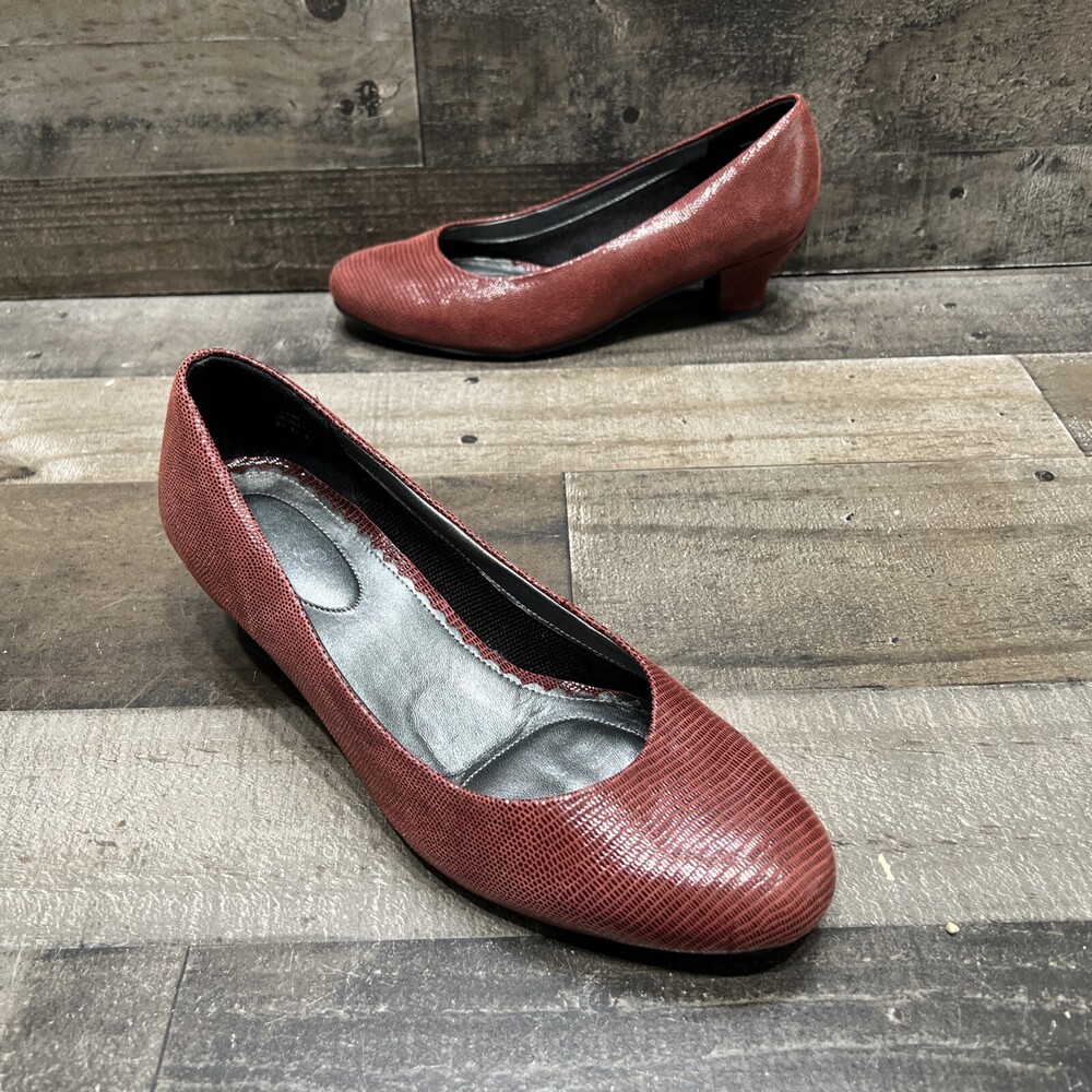 Hotter comfort concept Womens Red Print Leather Classic Heels size 8.5